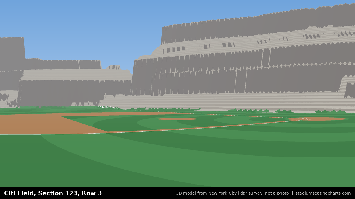 View from Citi Field Section 123, Row 3, looking toward the pitcher's mound