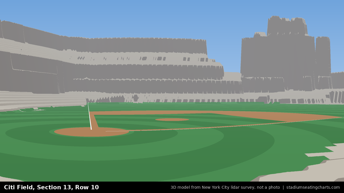 View from Citi Field Section 13, Row 10, looking toward the pitcher's mound