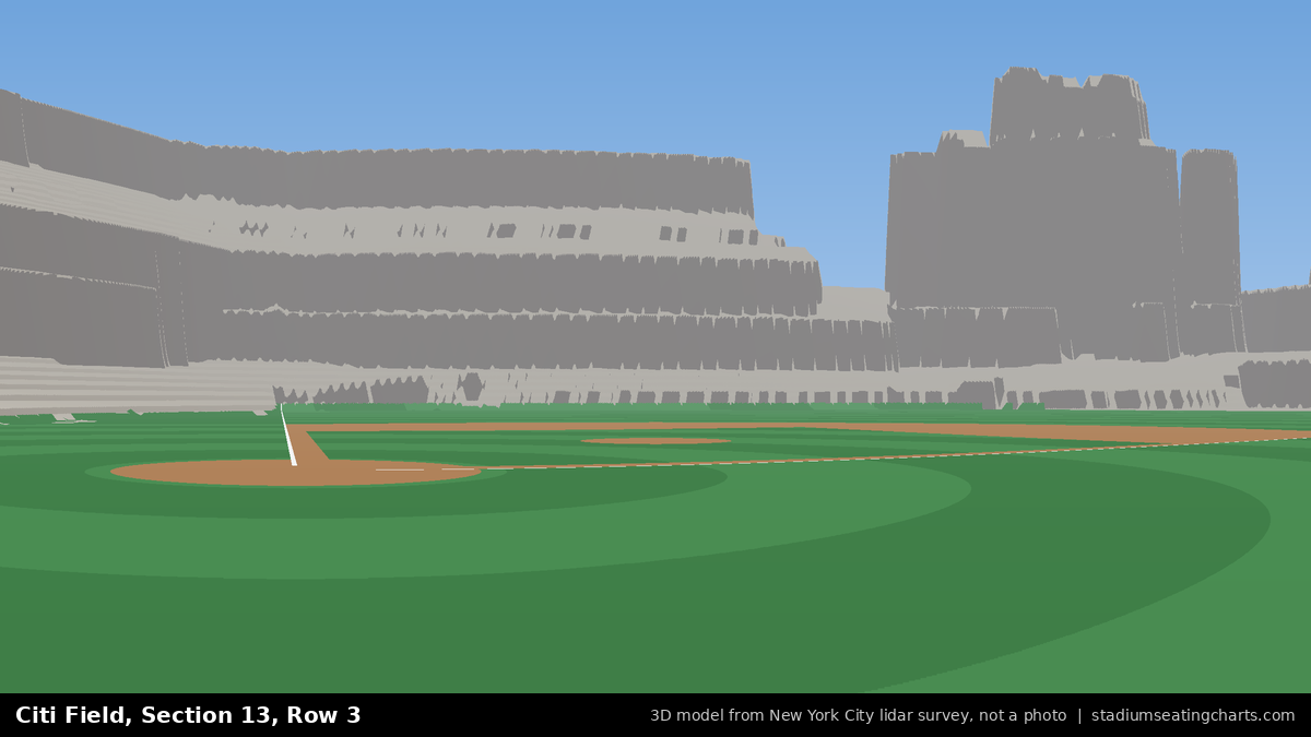 View from Citi Field Section 13, Row 3, looking toward the pitcher's mound