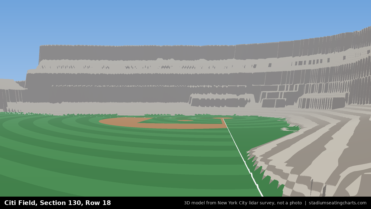 View from Citi Field Section 130, Row 18, looking toward the pitcher's mound