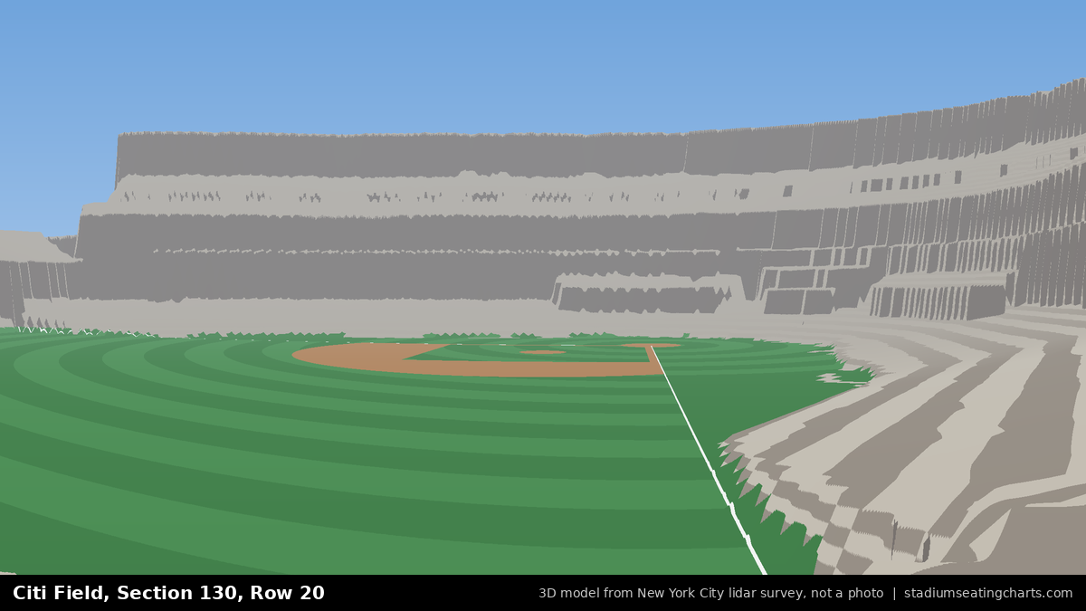 View from Citi Field Section 130, Row 20, looking toward the pitcher's mound