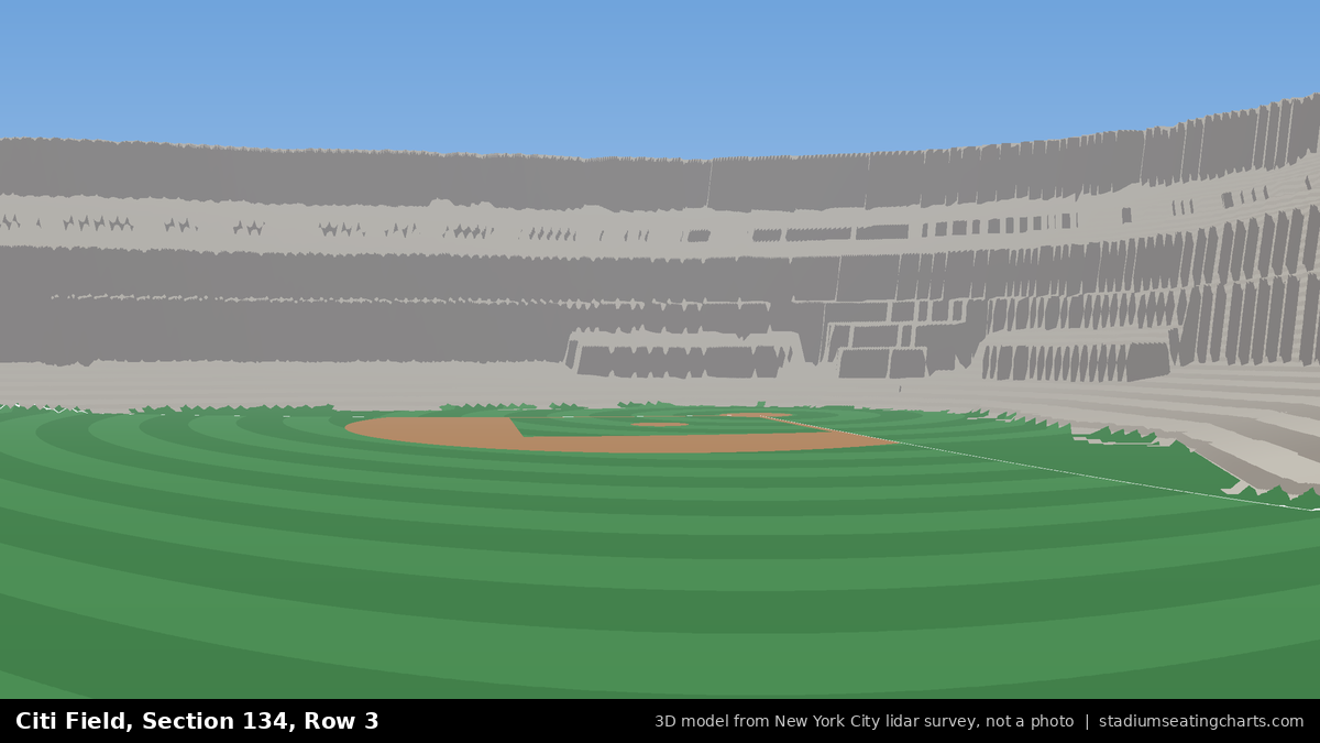View from Citi Field Section 134, Row 3, looking toward the pitcher's mound