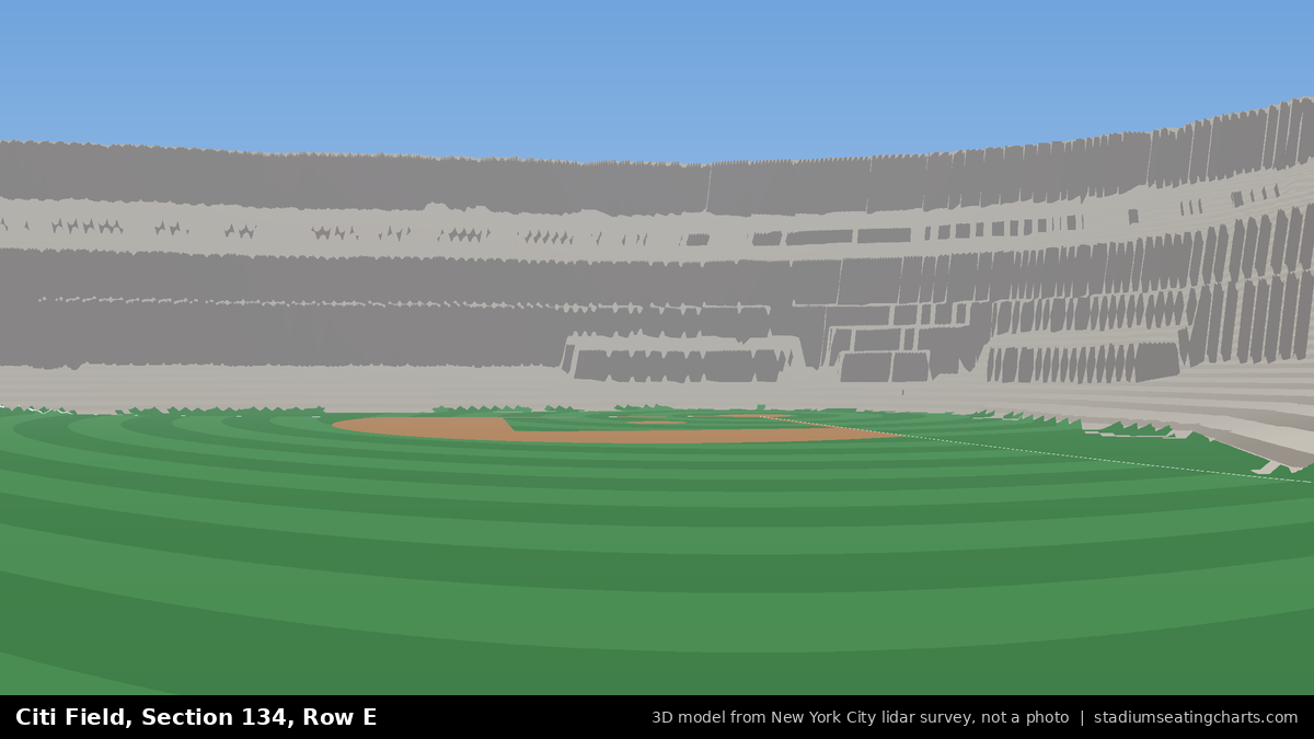 View from Citi Field Section 134, Row E, looking toward the pitcher's mound