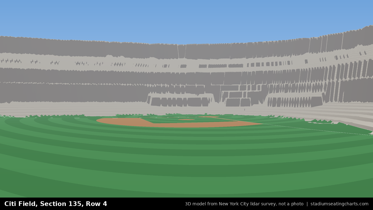 View from Citi Field Section 135, Row 4, looking toward the pitcher's mound