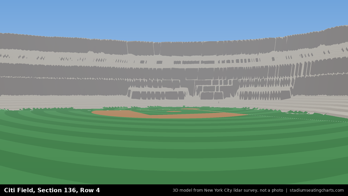 View from Citi Field Section 136, Row 4, looking toward the pitcher's mound