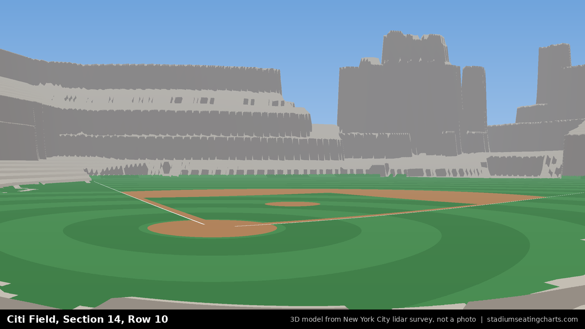 View from Citi Field Section 14, Row 10, looking toward the pitcher's mound