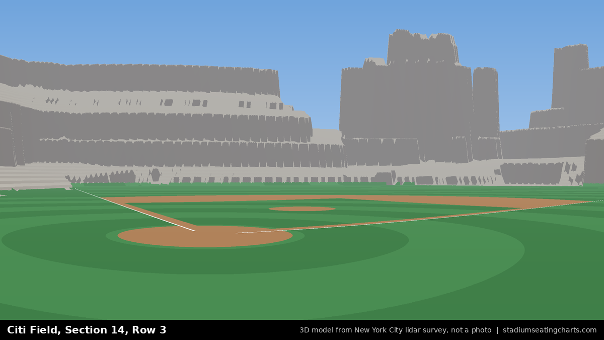View from Citi Field Section 14, Row 3, looking toward the pitcher's mound
