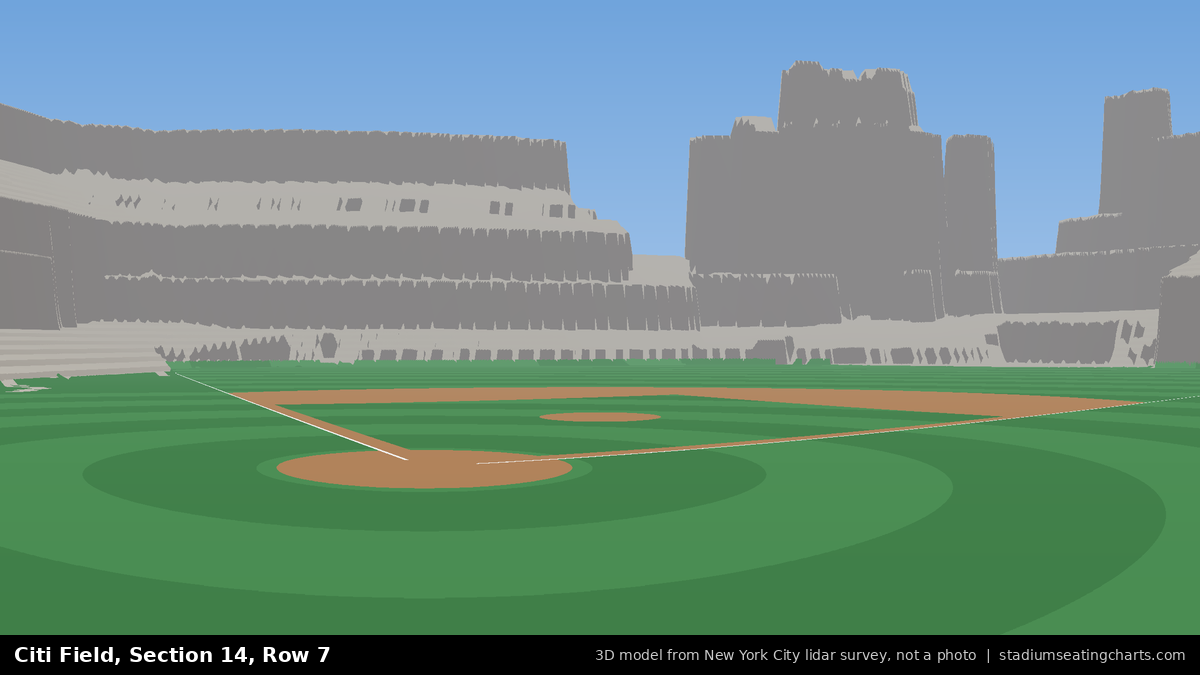 View from Citi Field Section 14, Row 7, looking toward the pitcher's mound