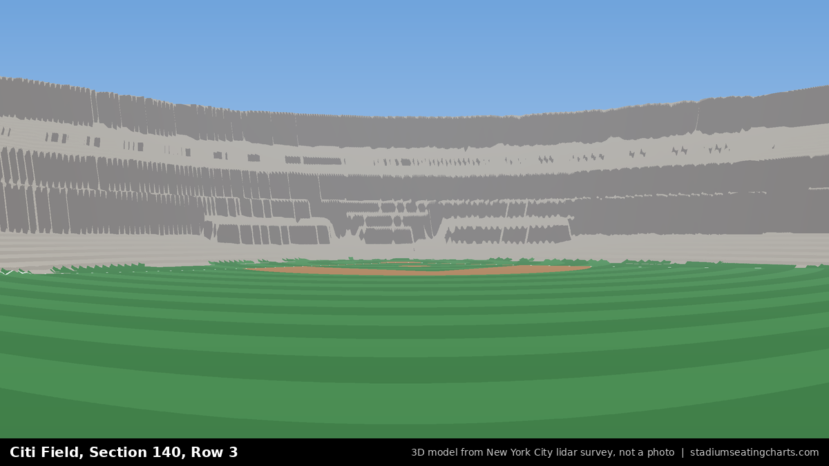 View from Citi Field Section 140, Row 3, looking toward the pitcher's mound