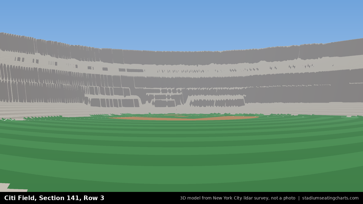View from Citi Field Section 141, Row 3, looking toward the pitcher's mound