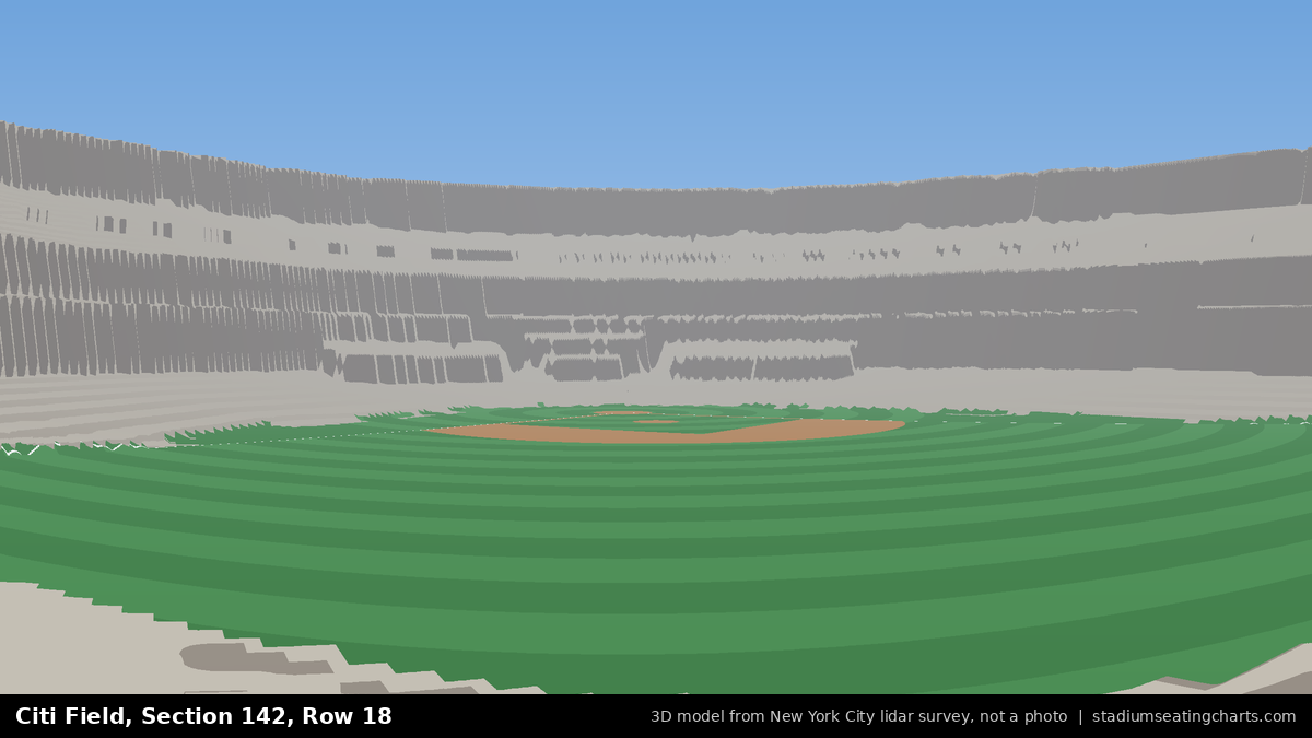 View from Citi Field Section 142, Row 18, looking toward the pitcher's mound