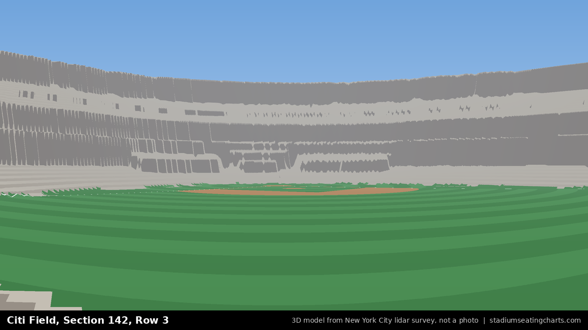 View from Citi Field Section 142, Row 3, looking toward the pitcher's mound