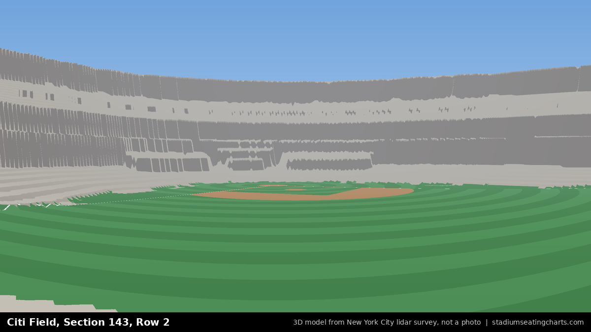 View from Citi Field Section 143, Row 2, looking toward the pitcher's mound