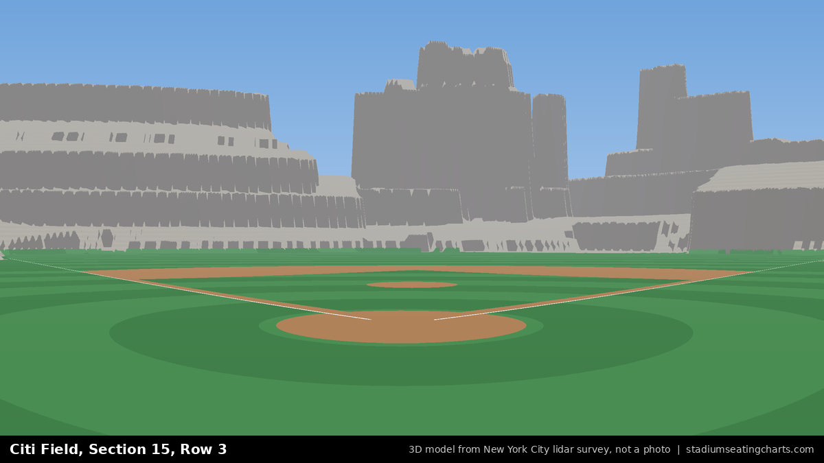 View from Citi Field Section 15, Row 3, looking toward the pitcher's mound