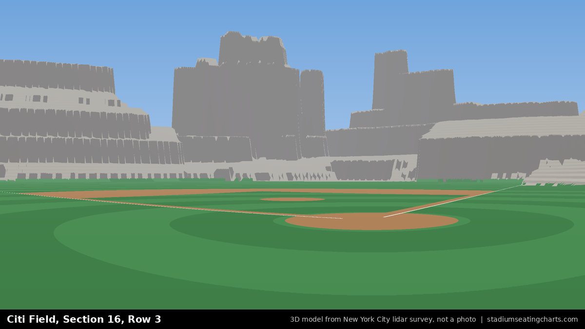View from Citi Field Section 16, Row 3, looking toward the pitcher's mound
