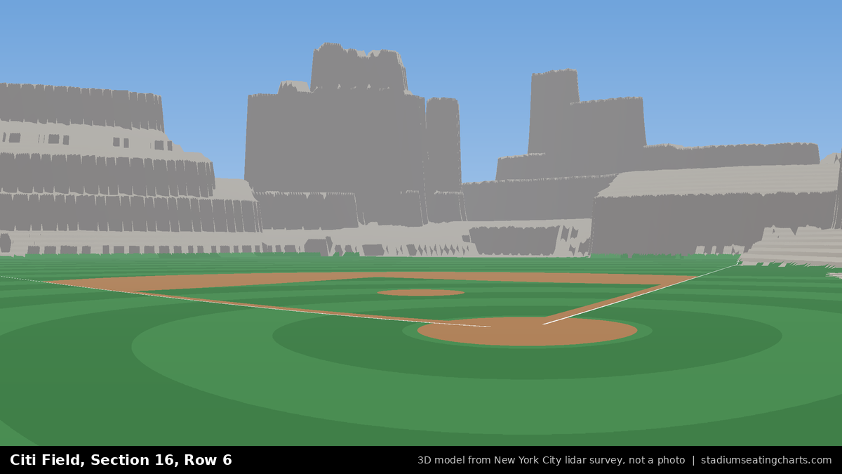 View from Citi Field Section 16, Row 6, looking toward the pitcher's mound