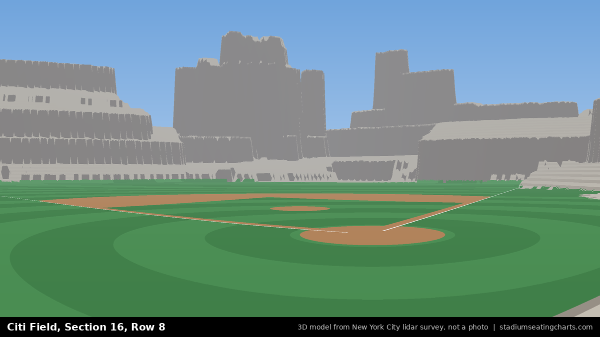 View from Citi Field Section 16, Row 8, looking toward the pitcher's mound