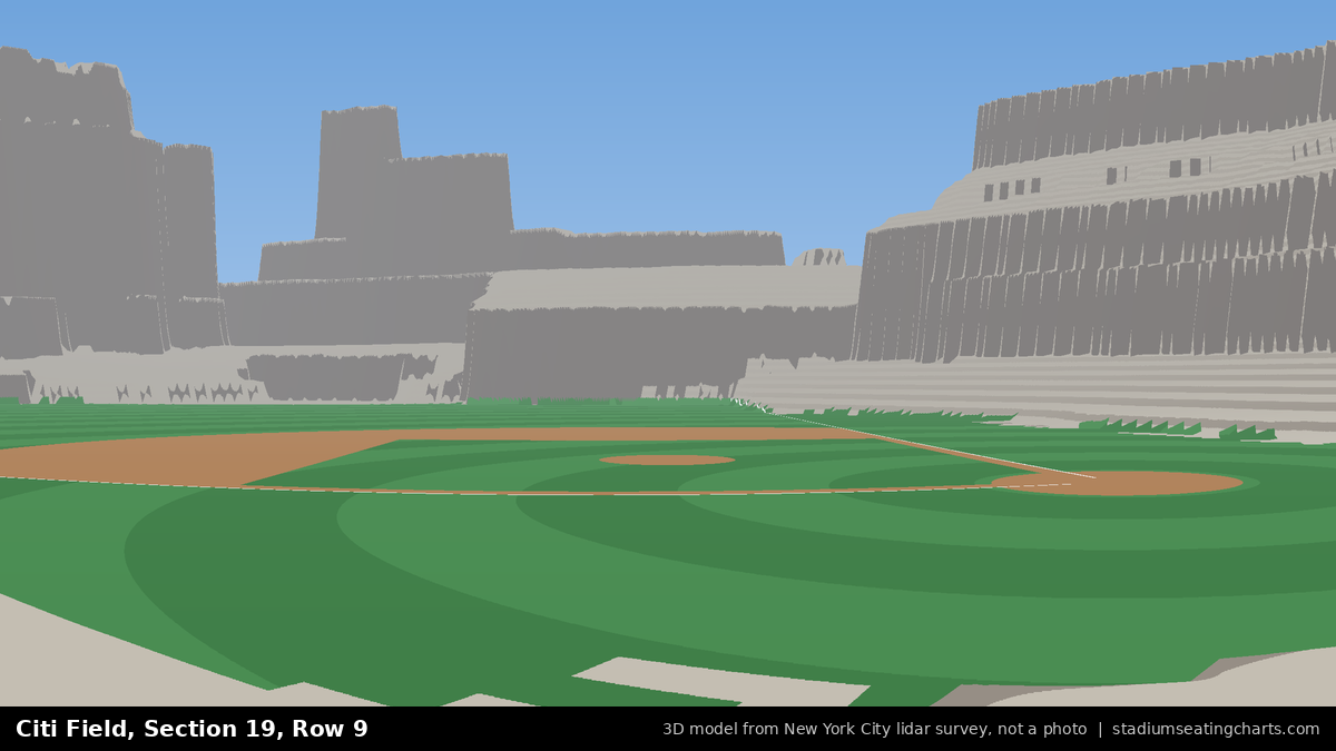 View from Citi Field Section 19, Row 9, looking toward the pitcher's mound