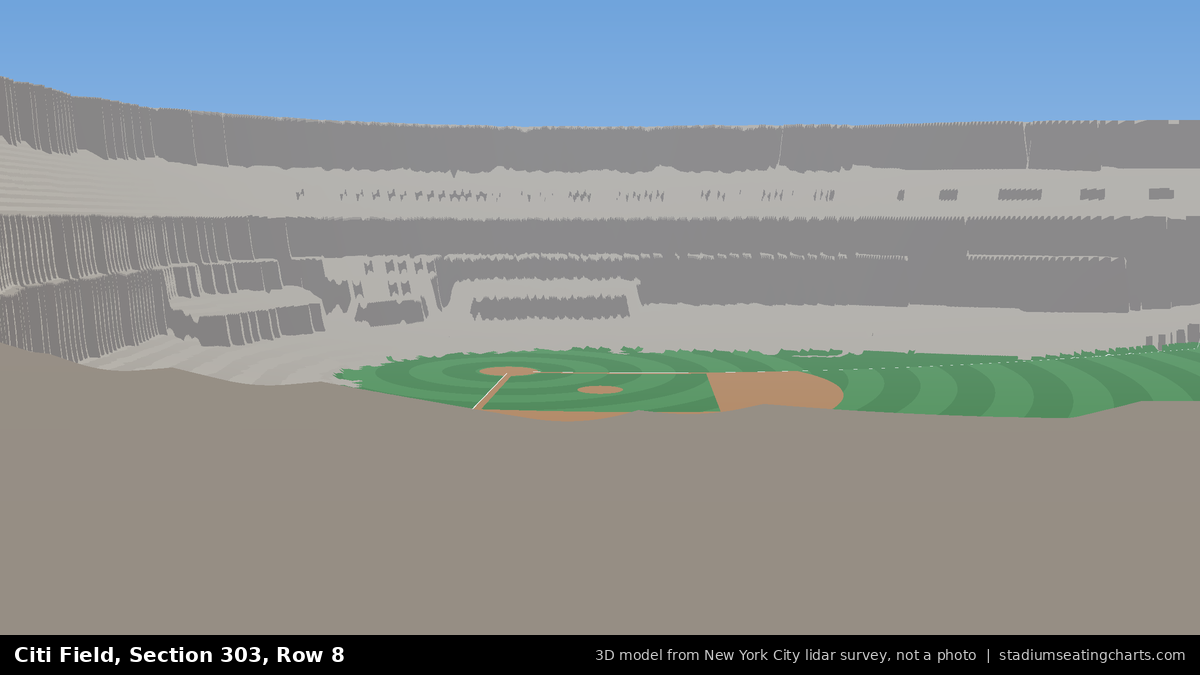 View from Citi Field Section 303, Row 8, looking toward the pitcher's mound