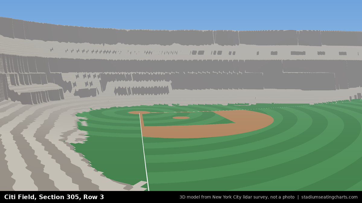 View from Citi Field Section 305, Row 3, looking toward the pitcher's mound