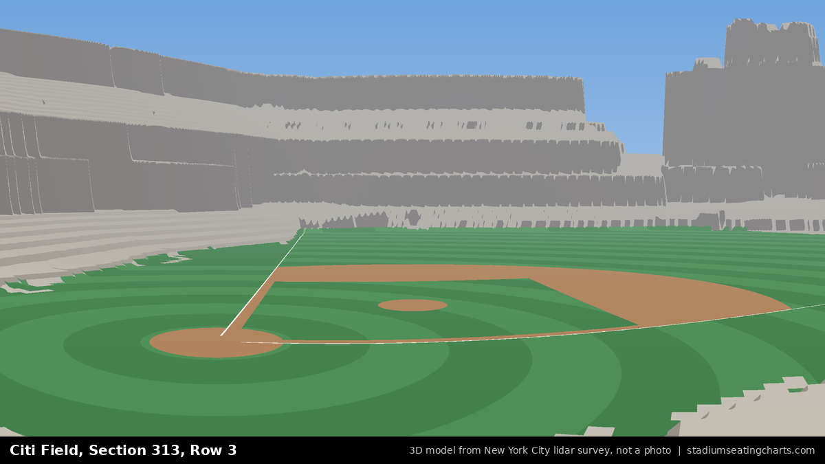 View from Citi Field Section 313, Row 3, looking toward the pitcher's mound