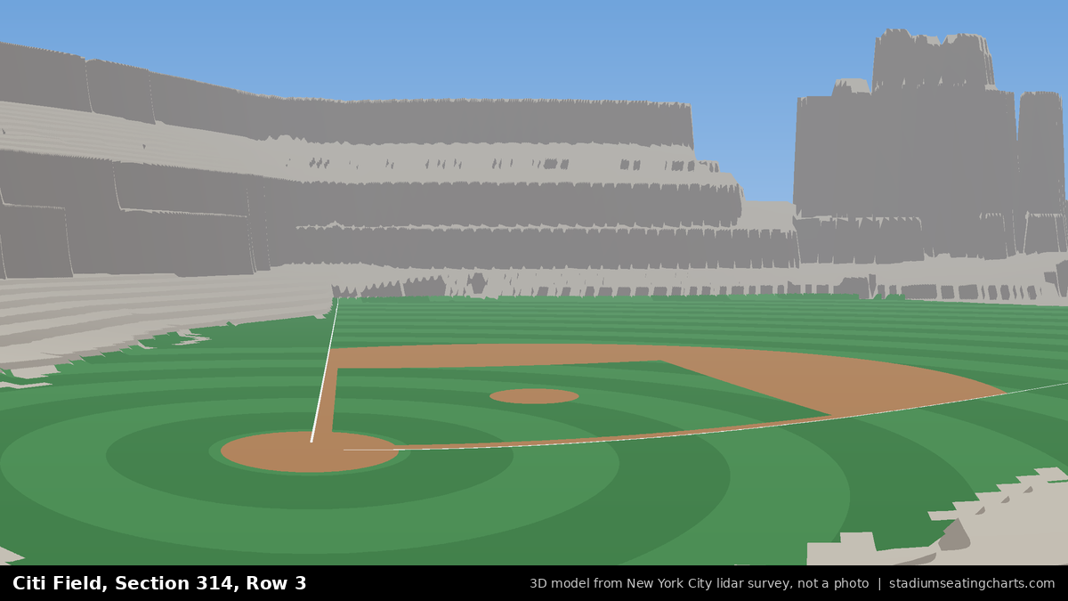 View from Citi Field Section 314, Row 3, looking toward the pitcher's mound