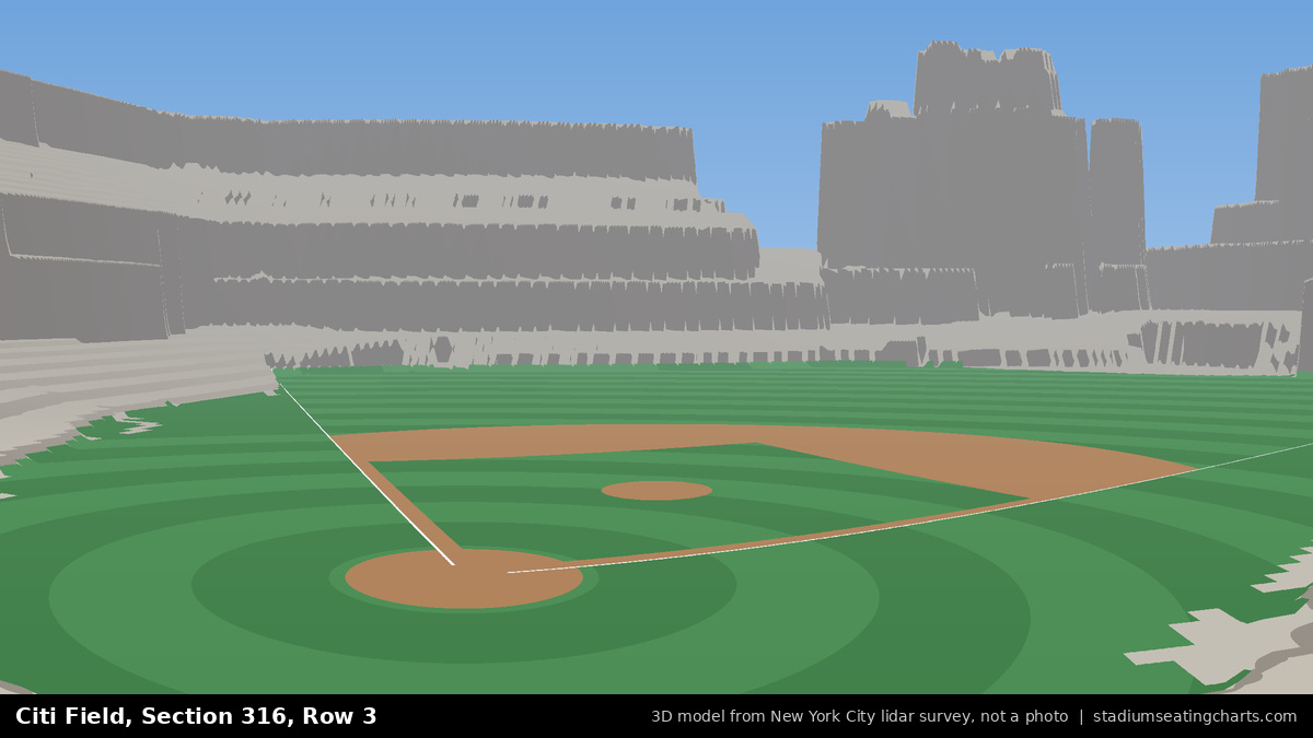 View from Citi Field Section 316, Row 3, looking toward the pitcher's mound