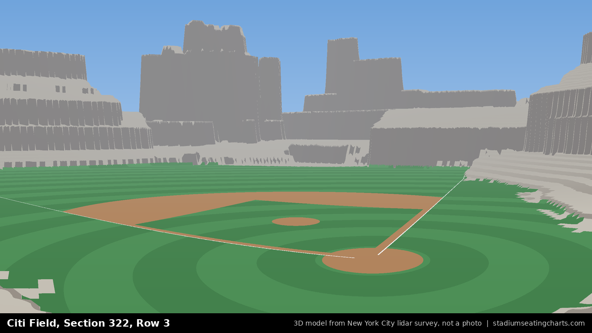 View from Citi Field Section 322, Row 3, looking toward the pitcher's mound