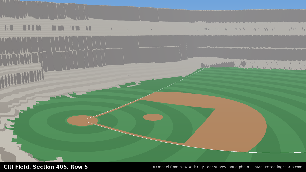 View from Citi Field Section 405, Row 5, looking toward the pitcher's mound
