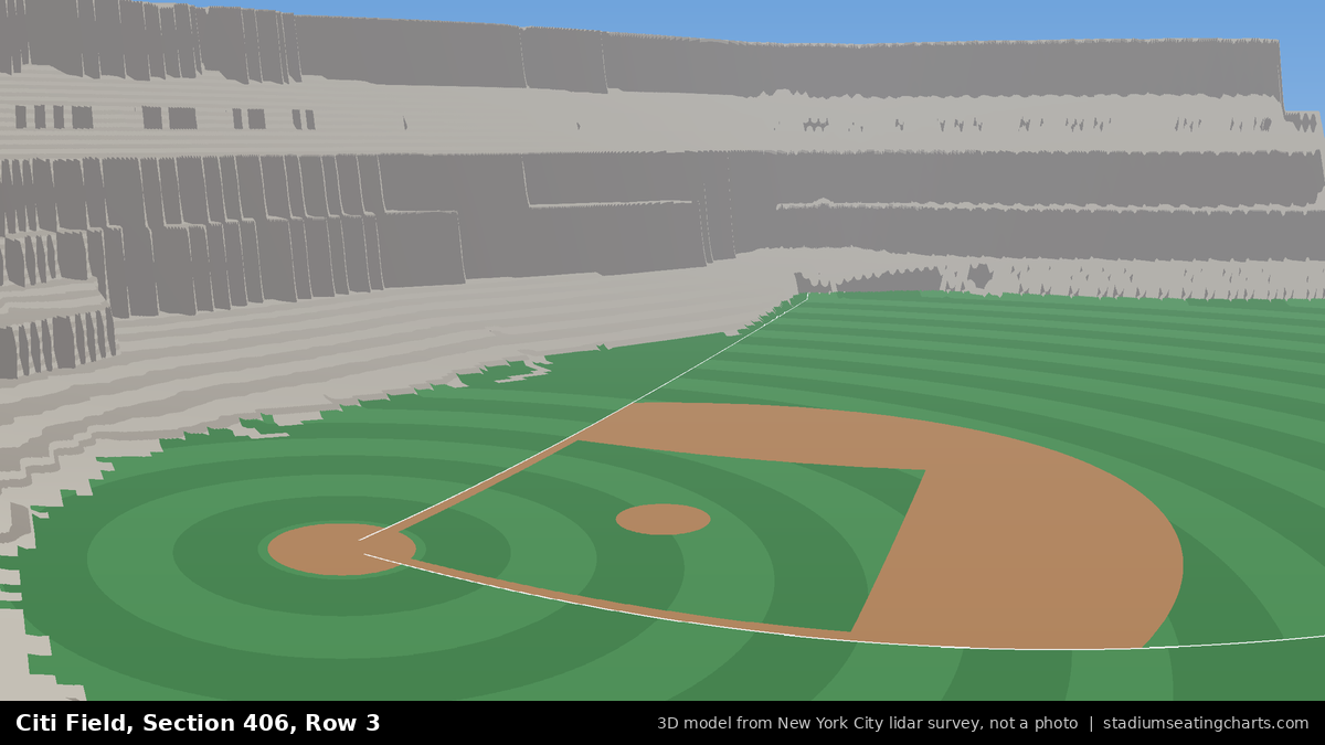 View from Citi Field Section 406, Row 3, looking toward the pitcher's mound