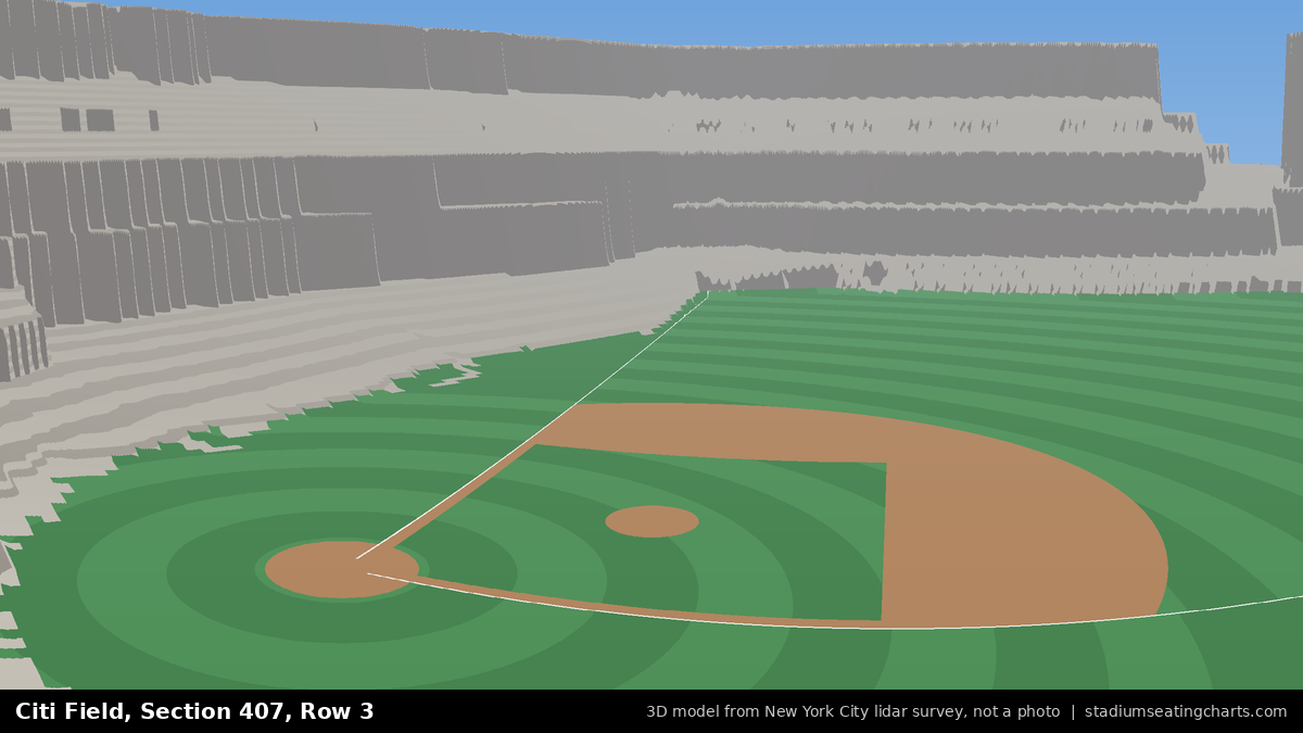 View from Citi Field Section 407, Row 3, looking toward the pitcher's mound