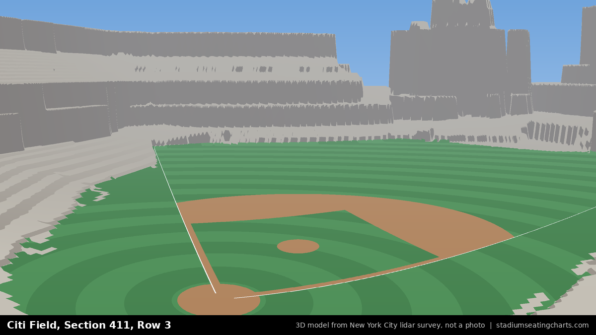 View from Citi Field Section 411, Row 3, looking toward the pitcher's mound
