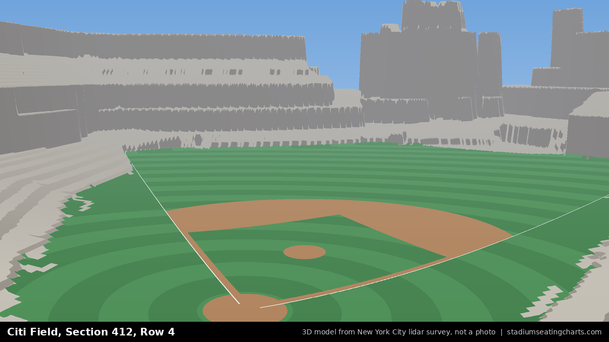 View from Citi Field Section 412, Row 4, looking toward the pitcher's mound