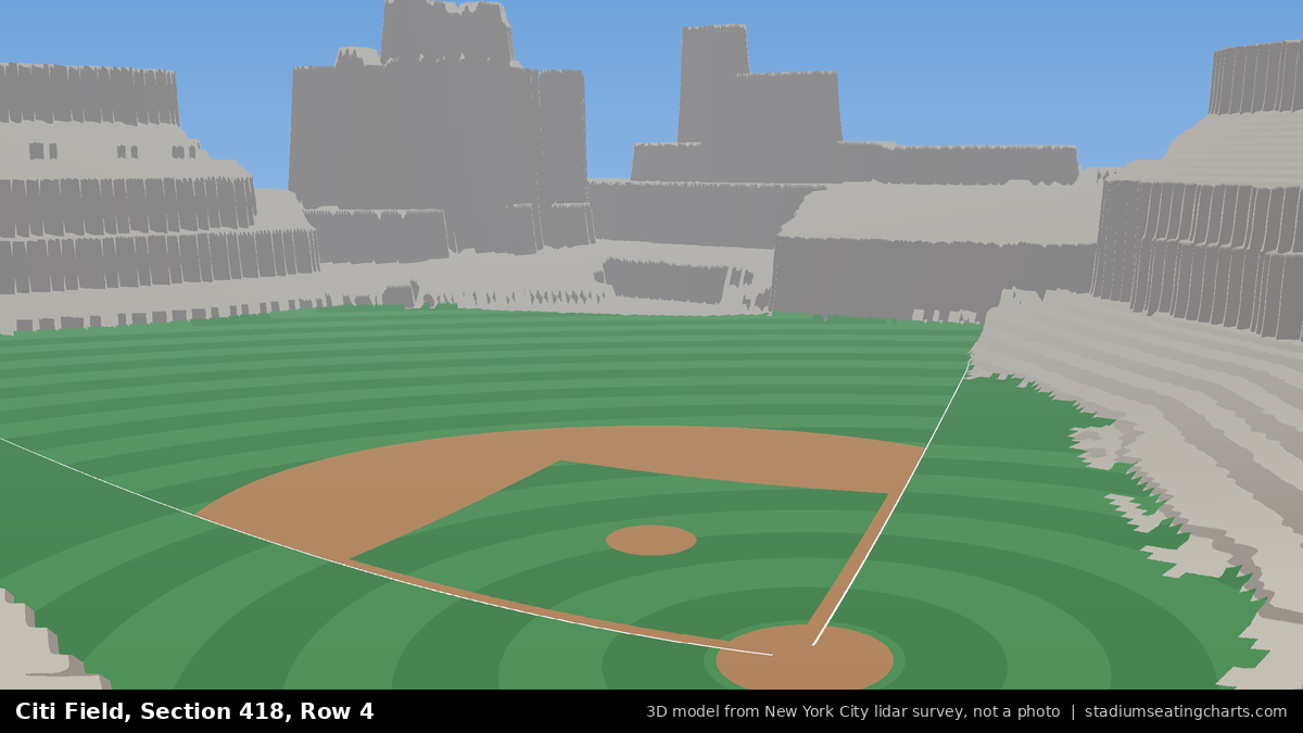 View from Citi Field Section 418, Row 4, looking toward the pitcher's mound