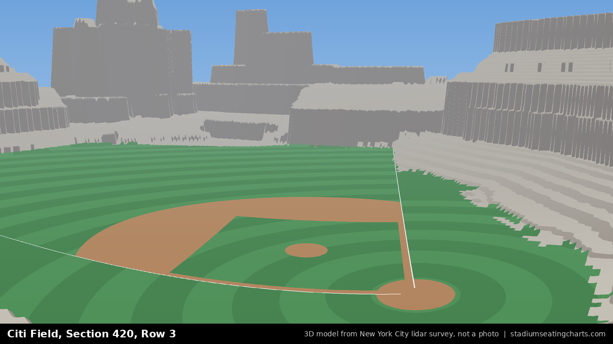 View from Citi Field Section 420, Row 3, looking toward the pitcher's mound