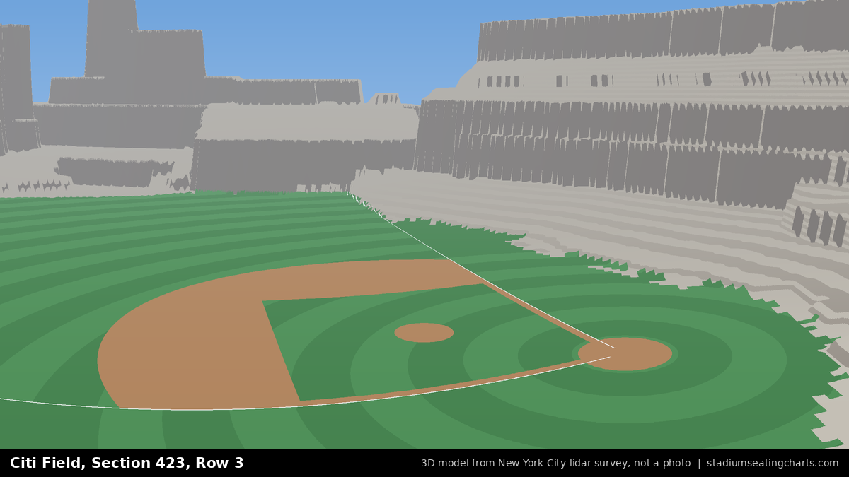 View from Citi Field Section 423, Row 3, looking toward the pitcher's mound