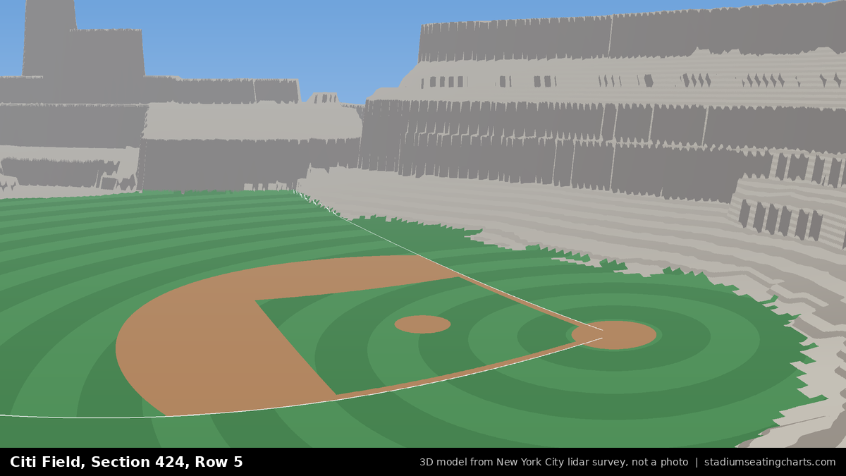 View from Citi Field Section 424, Row 5, looking toward the pitcher's mound