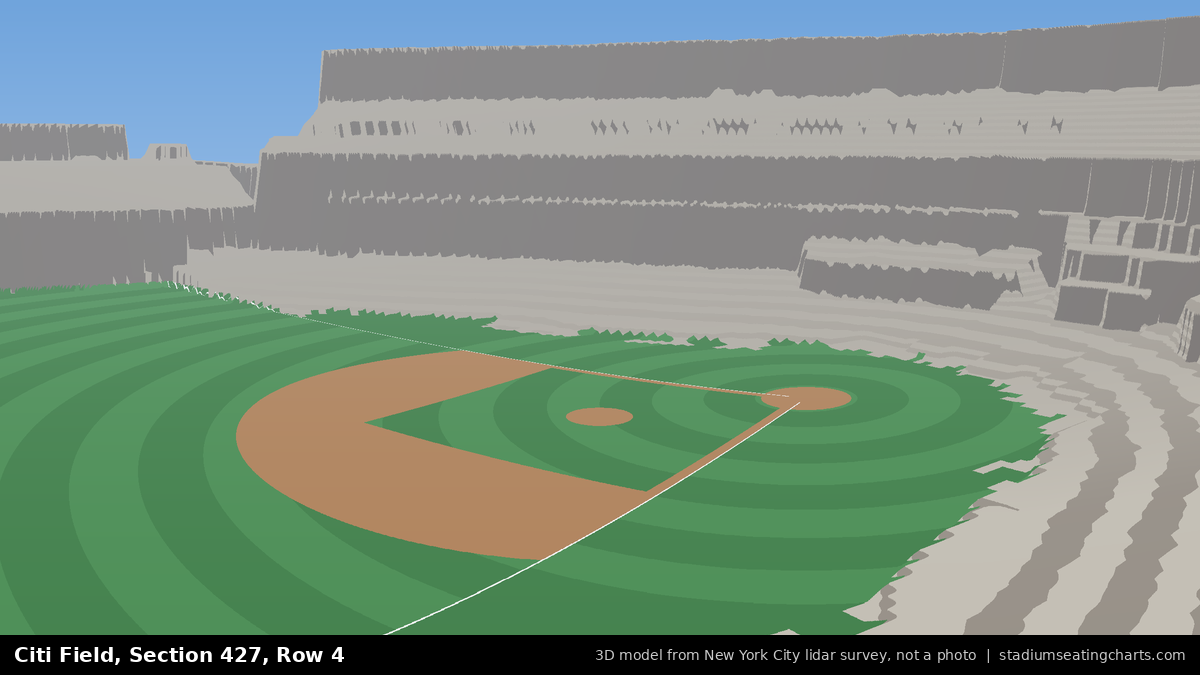 View from Citi Field Section 427, Row 4, looking toward the pitcher's mound