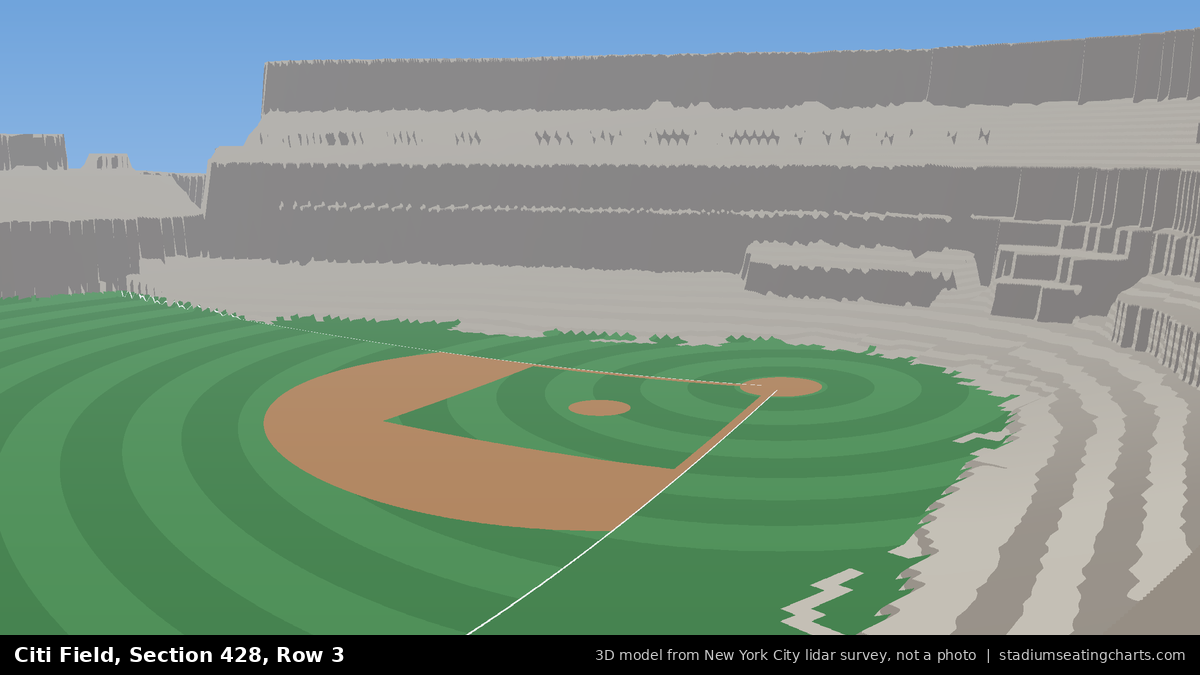 View from Citi Field Section 428, Row 3, looking toward the pitcher's mound