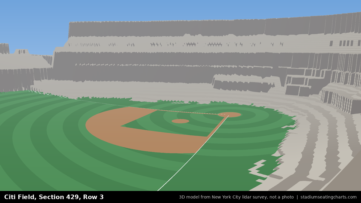 View from Citi Field Section 429, Row 3, looking toward the pitcher's mound