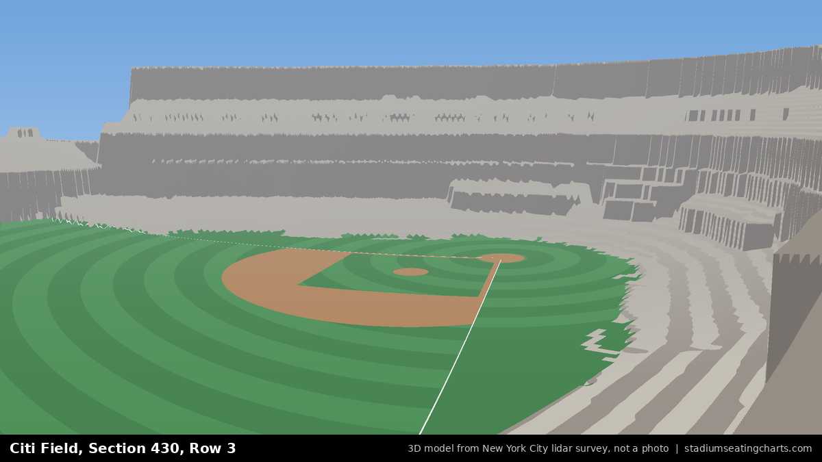 View from Citi Field Section 430, Row 3, looking toward the pitcher's mound