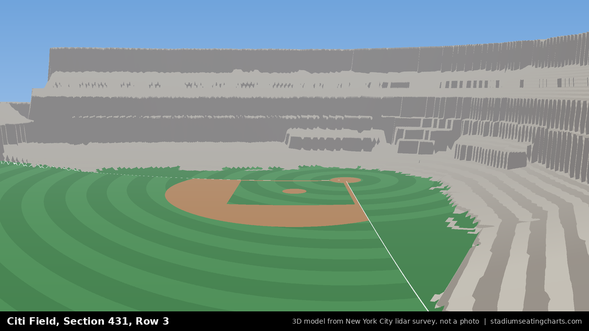 View from Citi Field Section 431, Row 3, looking toward the pitcher's mound