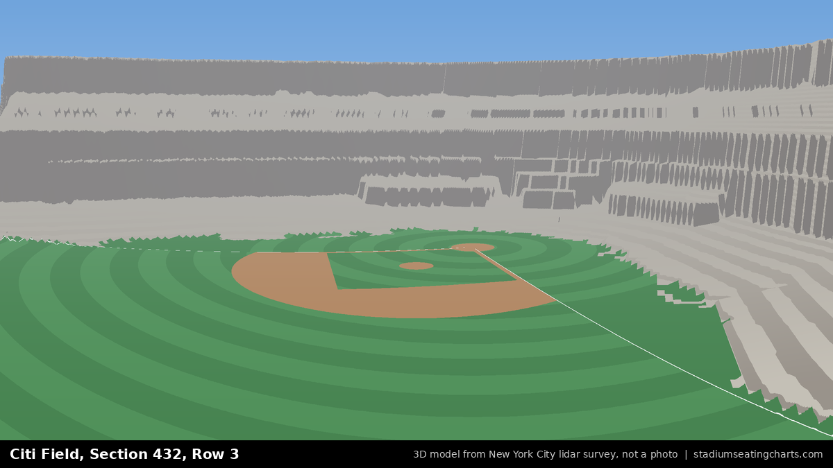 View from Citi Field Section 432, Row 3, looking toward the pitcher's mound