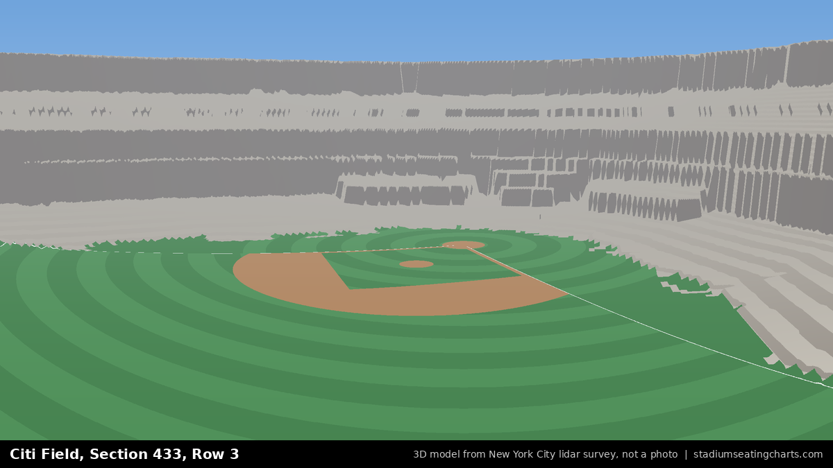 View from Citi Field Section 433, Row 3, looking toward the pitcher's mound