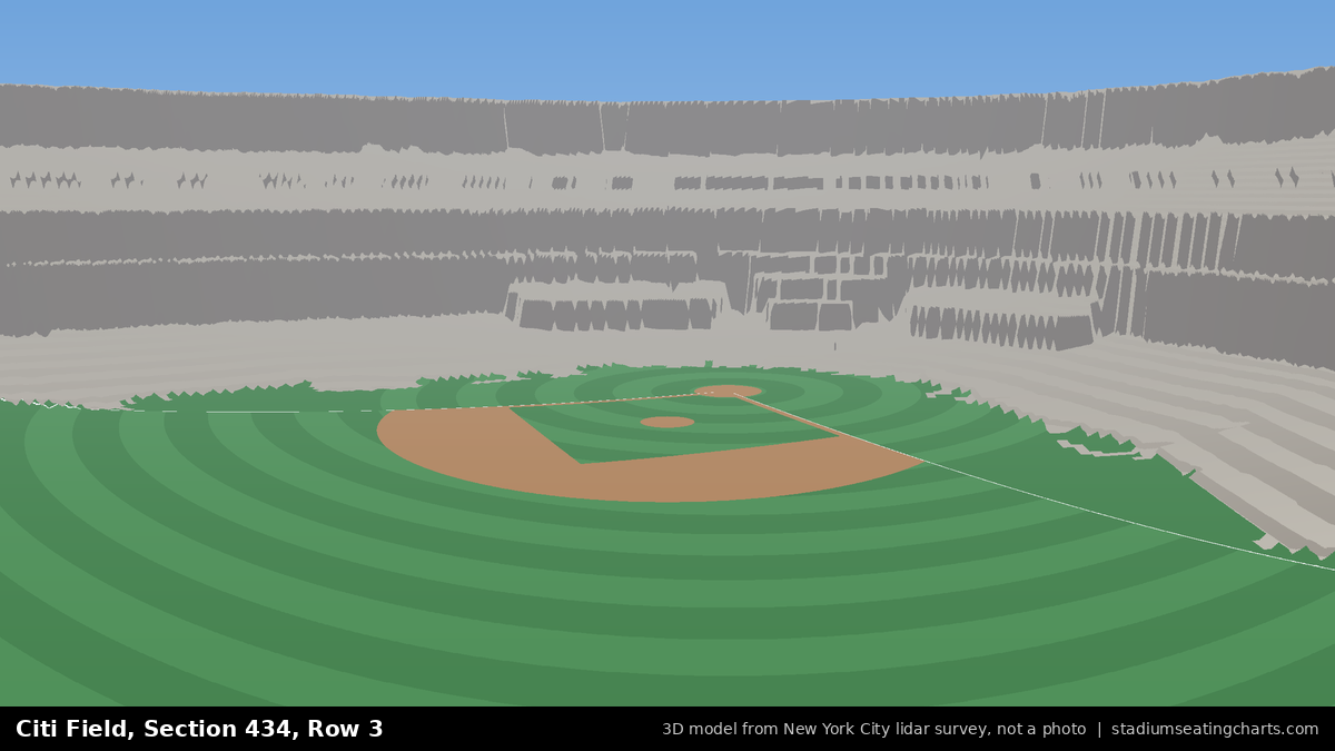 View from Citi Field Section 434, Row 3, looking toward the pitcher's mound