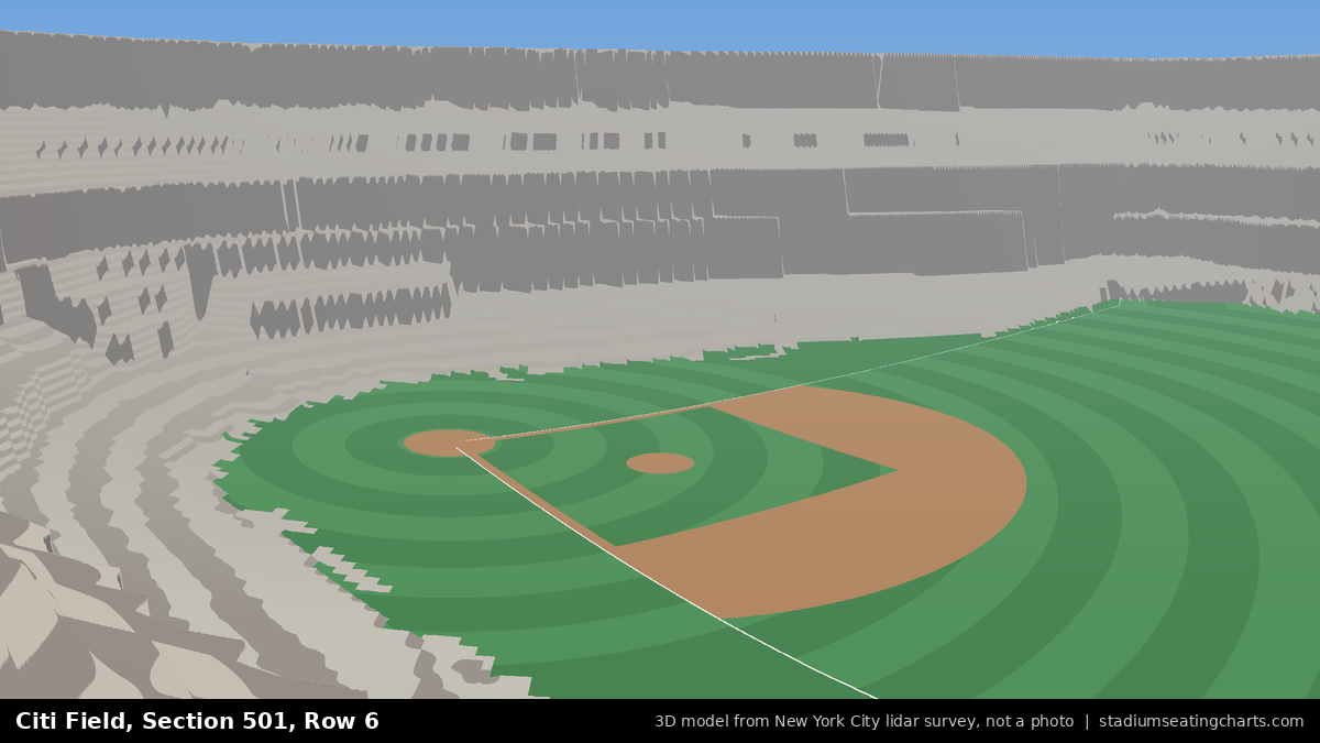 View from Citi Field Section 501, Row 6, looking toward the pitcher's mound