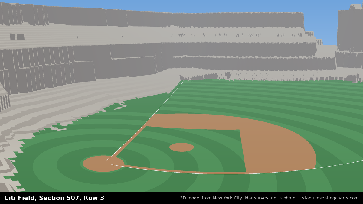 View from Citi Field Section 507, Row 3, looking toward the pitcher's mound