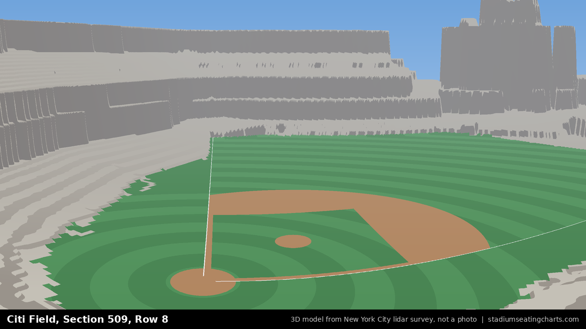 View from Citi Field Section 509, Row 8, looking toward the pitcher's mound