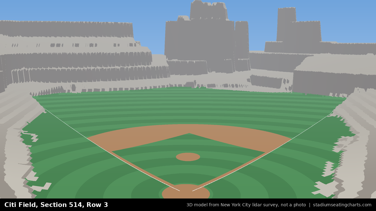 View from Citi Field Section 514, Row 3, looking toward the pitcher's mound