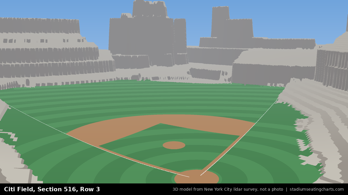 View from Citi Field Section 516, Row 3, looking toward the pitcher's mound